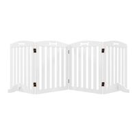PawHut Wooden Dog Gate, Freestanding Pet Gate with Support Feet for Doorways, Hallways, Stairs, 207.5L x 61H cm, White