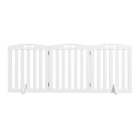 PawHut Wooden Dog Gate, Freestanding Pet Gate with Support Feet for Doorways, Hallways, Stairs, 155L x 61H cm, White