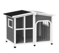 PawHut Wooden Dog Kennel, Dog House with Removable Floor, Charcoal Grey