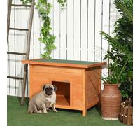 PawHut Wooden Dog Kennel Elevated Dog Pet House w/ Open Top 82W x 58D x 58H cm Orange