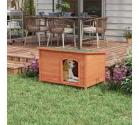 PawHut Wooden Dog Kennel Outdoor Pet House Elevated with Removable Floor, Openable Roof, for Large Dogs, 100 x 65.5 x 68cm - Natural Wood Tone Orange