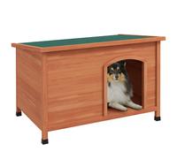 PawHut Wooden Dog Kennel Outdoor Pet House Elevated with Removable Floor, Openable Roof, for Large Dogs, 100 x 65.5 x 68cm - Natural Wood Tone