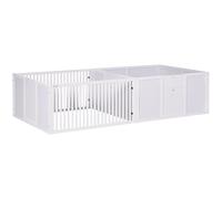 PawHut 7 Panels Puppy Pen for Indoors, with Three Doors, Two-Room Design, White