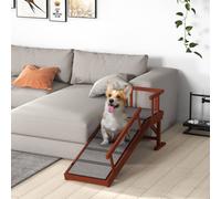 PawHut Wooden Dog Ramp, 125 cm Pet Ramp for Bed with Non-Slip Traction Mat for Small, Medium & Large Dogs, Pet Climbing Ladder for Sofa, Couch, Brown