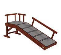 PawHut Wooden Dog Ramp with Removable Guardrails, Non-Slip Surface, 125 cm Long, Brown