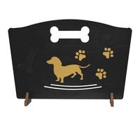 PawHut Wooden Dog Stopper, Dog Barrier with Support Feet, for Stair, Patio, Very Easy Setup, Black, 75 x 51 cm