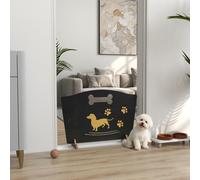 PawHut Wooden Dog Stopper, Freestanding Dog Gate with Support Feet, Black | Dog Barrier, Patio, Indoors, Freestanding Pet Gate, Very Easy Setup, Lightweight