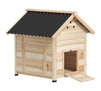 PawHut Wooden Duck House Chicken Coop Double Doors Natural Wood Finish