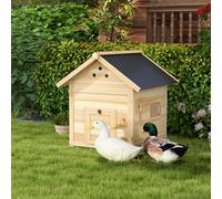 Pawhut Wooden Duck House, Poultry Coop With Double Doors, Openable Roof