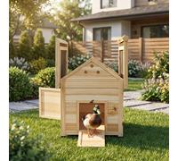 Pawhut Wooden Duck House, Poultry Coop With Double Doors, Openable Roof In Beige Beige