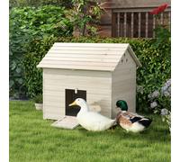 PawHut Wooden Duck House w/ Openable Roof, Raised Base, Air Holes - Natural - Natural wood finish - Fir wood - 1