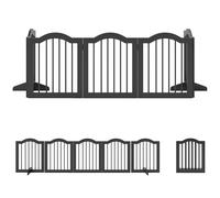 PawHut Wooden Foldable Dog Gate Panel Pet Fence Freestanding Safety Barrier for the House, Doorway, Stairs (Black)