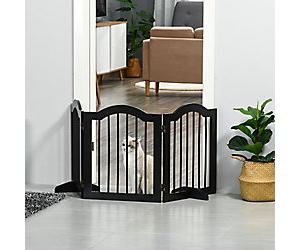 PawHut Wooden Foldable Small Sized Dog Gate Stepover Black