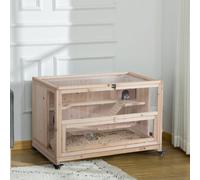 PawHut Wooden Hamster Cage 3-tier Roden Small Animals Hutch 99 X 50 X 69 cm - Brown, Brown