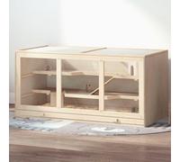 Pawhut Wooden Hamster Cage, Exercise Play House Pen With Tray, Openable Top In Brown Brown