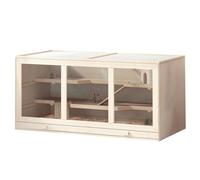 Pawhut Wooden Hamster Cage, Exercise Play House Pen With Tray, Openable Top In Brown Brown