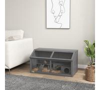 PawHut Wooden Small Pet Cage w/ Suspension Bridge, Ladders, Grey