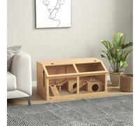 PawHut Wooden Hamster Cage for Gerbils w/ Suspension Bridge, Ladders - Brown