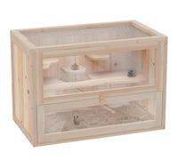 PawHut Wooden Hamster Cage, Platforms, 60 x 35 x 42cm, Natural Wood Finish