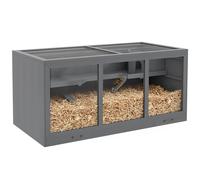 PawHut Wooden Hamster Cage, Small Animal Habitat with Tray, Openable Top, Gerbil Cage for Dwarf Hamster, Natural