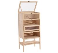 PawHut Wooden Hamster Cage Small Pet Supplies W/Run