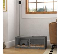 Wooden Hamster Cage with Sliding Tray, Openable Top, Hut, Grey PawHut Grey One Size