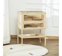 Hamster Cage House Pet Play Exercise 3 Tiers Mouse Wooden Fir Small Animals