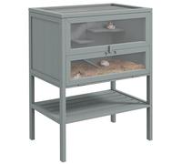 PawHut Wooden Hamster Cage w/Storage Shelf, Openable Top for Gerbils, Grey