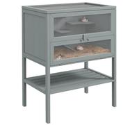 PawHut Wooden Hamster Cage w/Storage Shelf, Openable Top for Gerbils, Grey | Small Animal Exercise Play House, Gerbil Cage, Openable Top, Ramp, for Gerbils, Drawf Hamsters