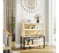 PawHut Wooden Hamster Cage with Storage Shelf, Wheels