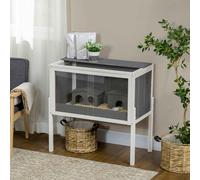 PawHut Wooden Hamster Cages for Hamsters, Gerbils, Rutin Chickens, Small Animal Habitats with Shelf, 82 x 45 x 81cm - Dark Grey Dark Grey