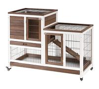 PawHut Wooden Indoor Rabbit Hutch Enclosed Run 110 x 50 x 88 cm, Brown