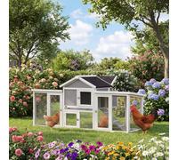 Pawhut Wooden Chicken Coop Hen House With Nesting Box Run, Grey