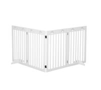 PawHut Pet Gate Foldable Fence Freestanding Dog Barrier w/ Support Feet White