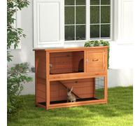 Pawhut Two-Tier Rabbit Hutch, 102Cm Cage With Run, Doors, Tray, Ramp, Asphalt Roof In Orange Orange