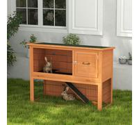 PawHut Wooden Rabbit Hutch, Antiseptic Outdoor, for 1-2 Rabbits - Orange