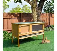 PawHut Wooden Rabbit Hutch Bunny Cage Outdoor Small Animal House w/ Hinged Top