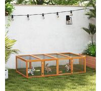 Pawhut Wooden Rabbit Hutch Cage House With Wire Mesh In Brown Brown