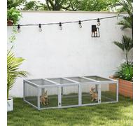 Pawhut Wooden Rabbit Hutch Cage House With Wire Mesh In Grey Grey