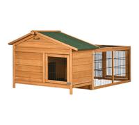 Pawhut Wooden Rabbit Hutch Detachable Pet House With Openable Run & Roof In Red Red
