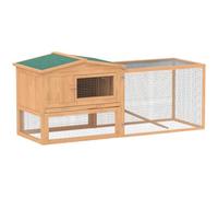PawHut Wooden Rabbit Hutch Guinea Pig Hutch House 2 Tier 85 x 24 x 57cm | Rabbit Run, Outdoor Garden Backyard Use