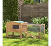 Pawhut Wooden Rabbit Hutch Guinea Pig hutch House 2 Tier with Rabbit Run for Outdoor Garden Backyard, 85 x 24 x 57cm