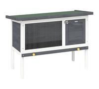 PawHut Wooden Rabbit Hutch, Guinea Pig Hutch with Openable Asphalt Roof and Pull-Out Tray, Outdoor Elevated Bunny House for Rabbits, Chinchillas and Small Animals, Indoor Outdoor Use, Grey