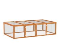 PawHut Wooden Rabbit Hutch Outdoor, Double Tier Guinea Pig Hutch, Small Animal House Water-Resistant Roof Ramp 147 x 54 x 84 cm, Grey Yellow