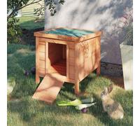 PawHut Wooden Rabbit Hutch Outdoor, Guinea Pig Hutch, Rabbit Hideaway, Cat House, Bunny Cage Small Animal House 51 x 42 x 43 cm, Natural