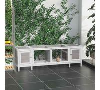 PawHut Wooden Rabbit Hutch Separable Guinea Pig Hutch Bunny Run Small Bunny House for Indoor Use w/ Slide Out Tray, 161 x 50.5 x 53.3cm - (Grey) Grey