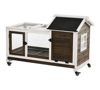 PawHut Wooden Rabbit Hutch - Small Animal House w/ Wheels - Removable Tray | TJ Hughes