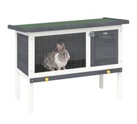 PawHut Wooden Rabbit Hutch with Openable Asphalt Roof for Rabbits Grey