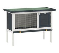 PawHut Wooden Rabbit Hutch with Openable Asphalt Roof for Rabbits Grey | Guinea Pig Hutch, Pull-Out Tray, Outdoor Elevated Bunny Cage, for Chinchillas and Small Animals, Indoor Outdoor Use