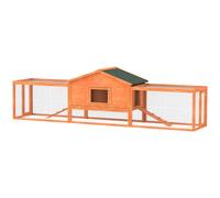 Pawhut Wooden Rabbit Hutch With Run, Tray, Ramps, Asphalt Roof, For 1-2 Rabbits, Orange Orange